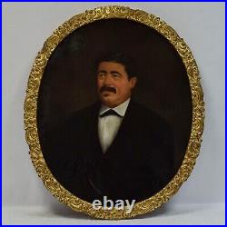 1872 Peinture ancienne à l'huile sur toile Portrait d'un homme 93x78 cm