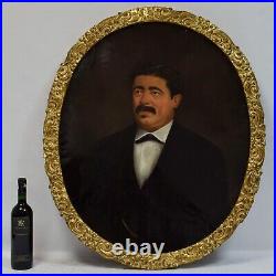 1872 Peinture ancienne à l'huile sur toile Portrait d'un homme 93x78 cm