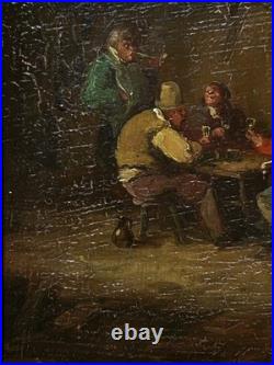 18th Century Friends A game of cards, Antique Oil Painting, Framed, Signed