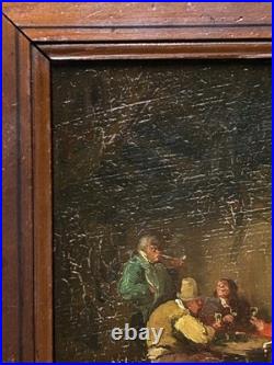 18th Century Friends A game of cards, Antique Oil Painting, Framed, Signed