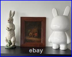 18th Century Friends A game of cards, Antique Oil Painting, Framed, Signed