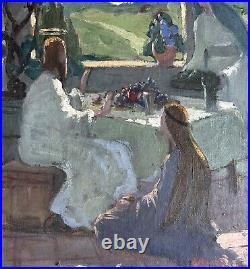 1900 Original Antique oil painting Framed, Jesus, Martha and Mary, Simvolism Art 1900 Original Antique oil painting Framed, Jesus, Martha and Mary, Simvolism Art