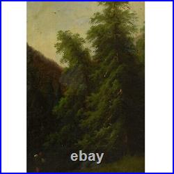19e siècle Peinture ancienne à l'huile Paysage de forêt 57x46cm