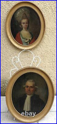 2 GRANDS & MAGNIFIQUES PORTRAITS XVIIIe. COUPLE DE BOURGEOIS OU D'ARISTOCRATES