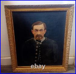 3286 huile sur toile portrait militaire ancien 55 cm x 46 cm