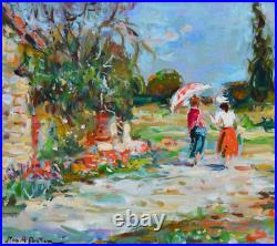 AGOSTINI Max (1914-1997) Elégantes sur le chemin Provence Paris Aix Allauch