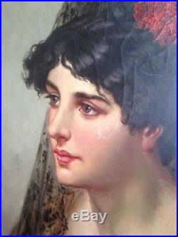 ANGLADA PINTO Luis (1873-1946) Orientaliste Portrait de Jeune Femme Huile signée