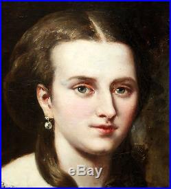 August Theodor Schoefft (budapest, 1809 1888) Huile Sur Toile. Portrait Dame