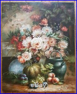 A. Jardin Hst Painting Nature Morte Fruits Bouquet 12f ++ Qualite ++