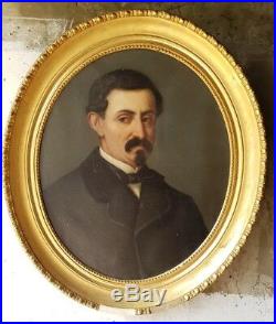 A SAISIR! Portrait de gentilhomme huile sur toile XIXème