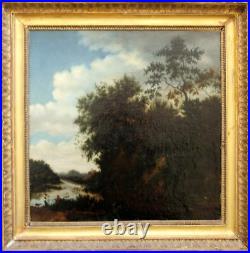 Adriaen Frans BOUDEWYNS (1644-1719) Pêcheur au filet et berger Huile sur toile