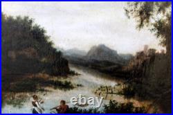 Adriaen Frans BOUDEWYNS (1644-1719) Pêcheur au filet et berger Huile sur toile