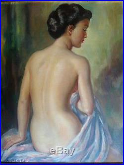 Albert GENTA (1901-1989) impressionniste Nu Féminin de dos Huile sur toile signé