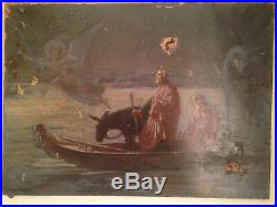 Alexandre BERTIN XIXeme La Fuite en Egypte Huile sur toile 19ème A restaurer