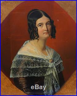 Alexandre Denis Abel De Pujol Portrait de femme huile sur toile XIXème siècle