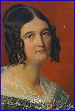 Alexandre Denis Abel De Pujol Portrait de femme huile sur toile XIXème siècle