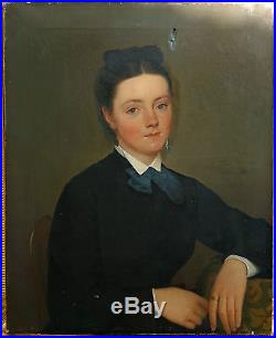 Alphonse Colas Portrait de femme huile sur toile XIXème siècle