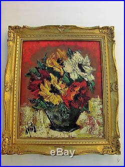 Ancien Huile Sur Toile Bouquet de Fleur Expressionniste signée Henry D'Anty