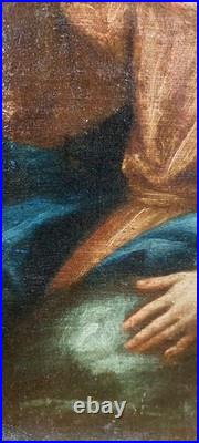 Ancien Huile Sur Toile Christ Bénissant École Italienne