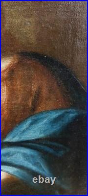 Ancien Huile Sur Toile Christ Bénissant École Italienne