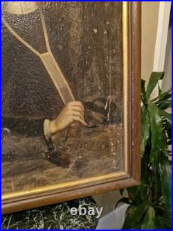 Ancien Portrait D'homme Époque XVIII ÈME S Huile Sur Toile Cadre Ancien