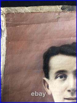 Ancien Portrait d'un jeune homme, Huile Sur Toile signée P Neri