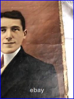 Ancien Portrait d'un jeune homme, Huile Sur Toile signée P Neri