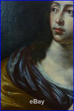 Ancien Tableau Baroque 17e Portrait de Femme St Catherine Caravage sv Martinelli