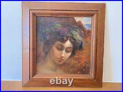 Ancien Tableau Huile Sur Toile Portrait De Femme