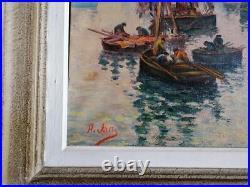 Ancien Tableau Marine Huile Sur Toile Voiliers