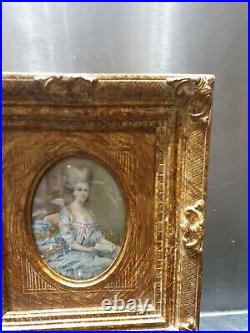 Ancien Tableau, Portrait, Grande Miniature, Peinture, Portrait De Femme, Xixeme