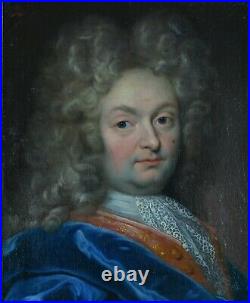 Ancien Tableau Portrait Homme Royal Costume Bleu sv François de Troy 17ème rare