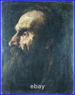 Ancien Tableau Portrait d'un Homme Peinture Huile Toile Oil Painting Man