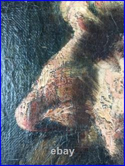 Ancien Tableau Portrait d'un Homme Peinture Huile Toile Oil Painting Man