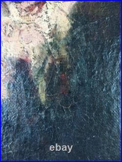 Ancien Tableau Portrait d'un Homme Peinture Huile Toile Oil Painting Man