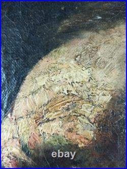 Ancien Tableau Portrait d'un Homme Peinture Huile Toile Oil Painting Man