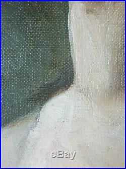 Ancien Tableau Portrait de Jeune Femme Peinture Huile Oil Painting Ölgemälde