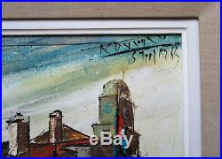 Ancien beau tableau le port St Saint Tropez marine bateau signé à identifier