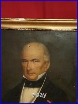 Ancien portrait d'homme, huile sur toile, début XIX ème s, cadre doré