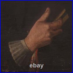 Ancien portrait d'homme prélat tableau huile sur toile peinture 18ème siècle