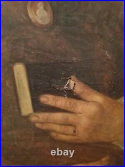 Ancien portrait de femme huile sur toile XIX ème s