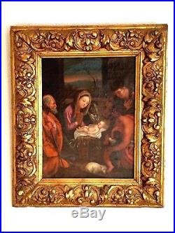 Ancien tableau, HST, école italienne, Maternité, Vierge à l'enfant, religion, XVIIème