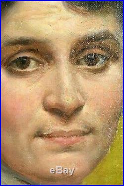 Ancien tableau HT portrait de dame signé Théodore Lévigne Belle-époque XIXe Rare