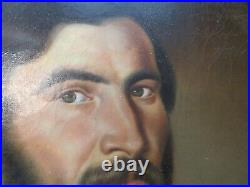 Ancien tableau huile sur toile epoque XIXe portrait d homme elegant a la barbe