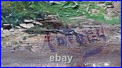 Ancien tableau huile sur toile paysage de Provence impressionnisme signé