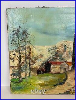 Ancienne 1930 magnifique huile sur toile paysage montagne signé J. P Gouson