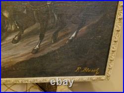 Ancienne Grande Peinture Scène Militaire, Scène De Bataille Huile Sur Toile
