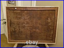 Ancienne Grande Peinture Scène Militaire, Scène De Bataille Huile Sur Toile