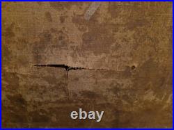 Ancienne Grande Peinture Scène Militaire, Scène De Bataille Huile Sur Toile