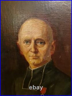 Ancienne Peinture Huile Sur Toile Représentant Un Portrait D'homme Signée